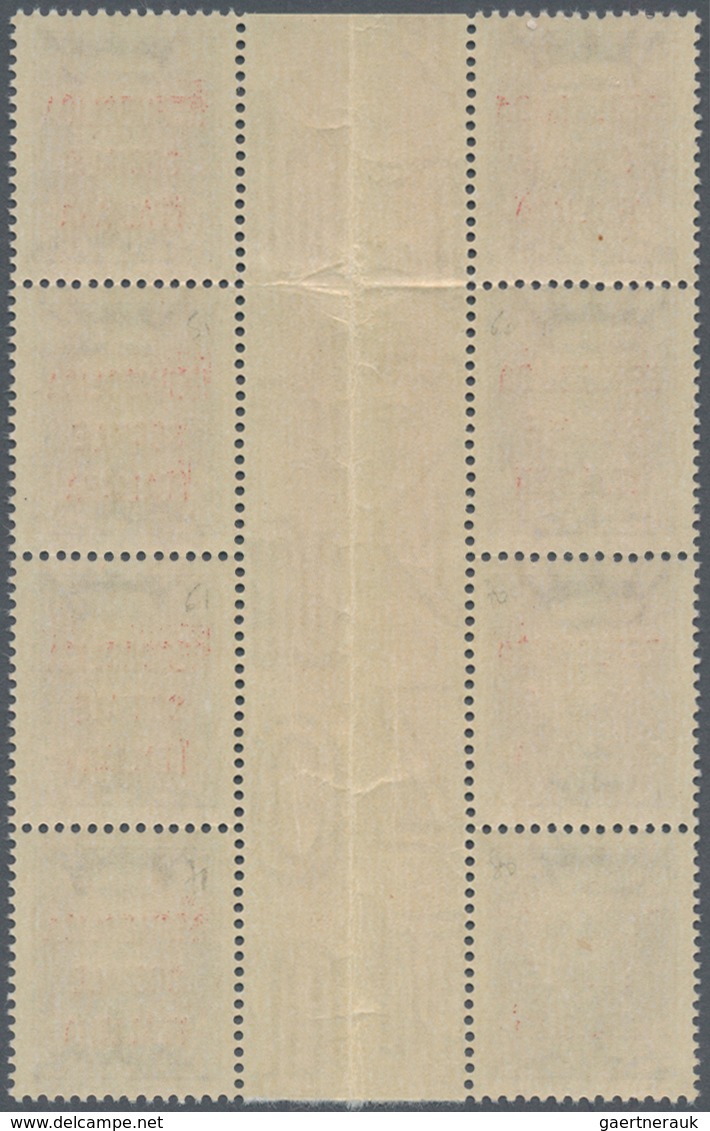 Italien: 1944, Repubblica Sociale, 50c. Violet As (folded) Gutter Block Of Eight, All Four Left Stam - Neufs