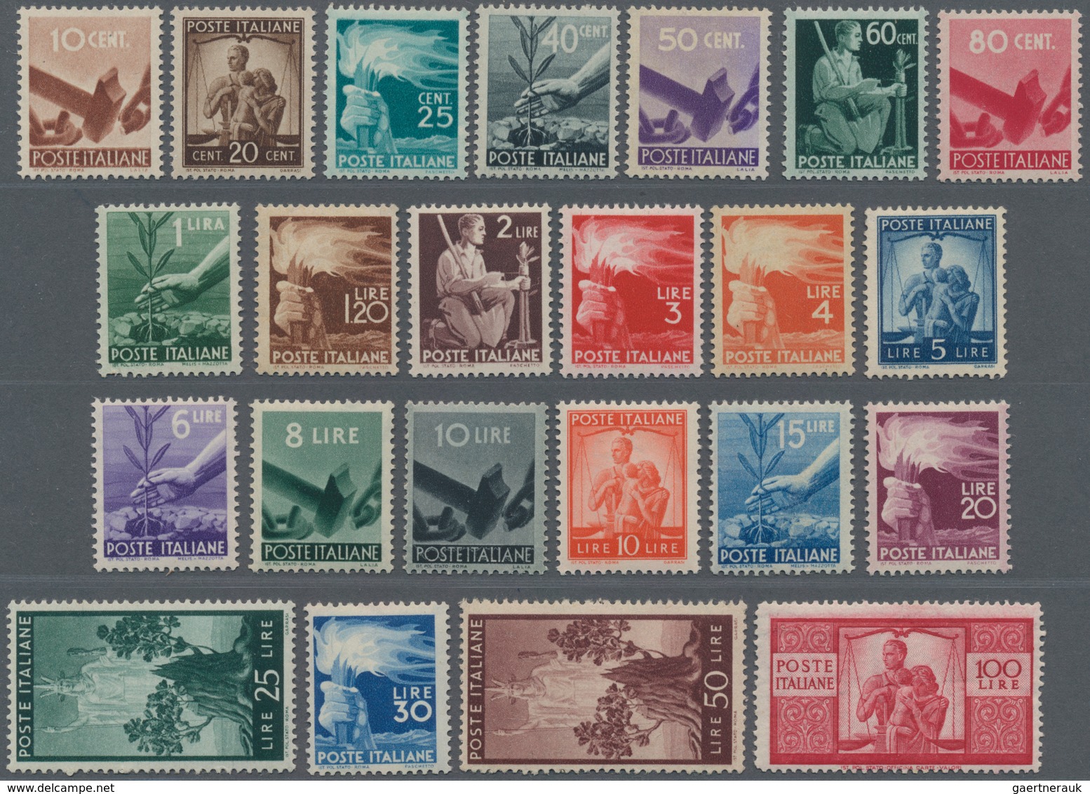 Italien: 1945/1948. Definitives Set "Democratica", 23 Values, Fine Mint Never Hinged, Regular Center - Mint/hinged