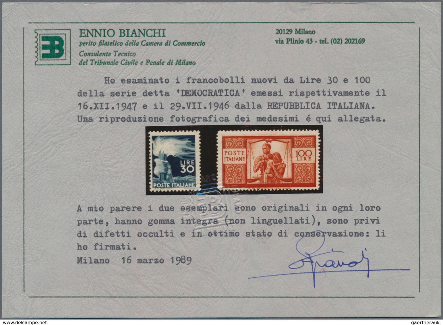 Italien: 1945/1948. Definitives Set "Democratica", 23 Values, Fine Mint Never Hinged, Regular Center - Mint/hinged