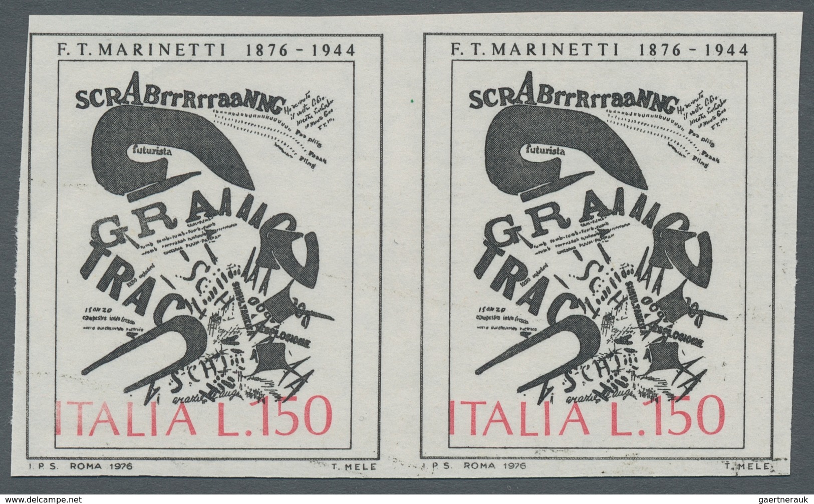 Italien: 1976, "150 L. Arte Italiana Imperforated", Mint Horizontal. Pair, One Value Small Crease, O - Mint/hinged