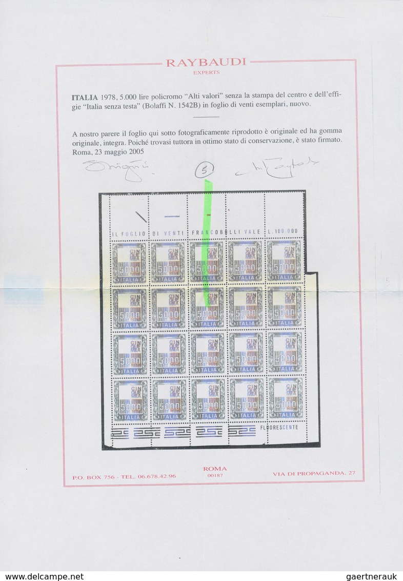 Italien: 1979. 5000 L. Policromo "Alti Valori" Senza La Stampa Delll'effigie E Dei Colori Del Centro - Mint/hinged