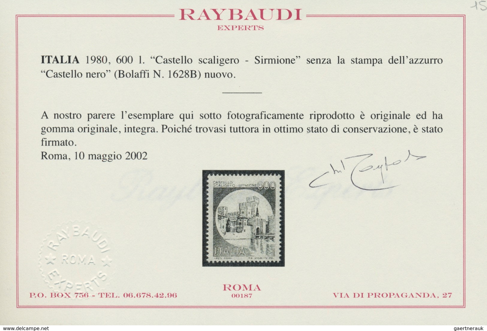 Italien: 1980, 600 L Sirmione Black/blue-green Without The Print Of The Blue Color, Mint Never Hinge - Mint/hinged