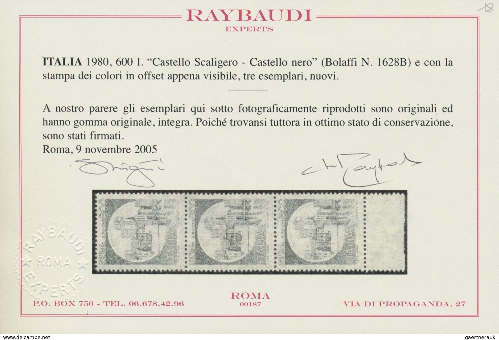 Italien: 1980, 600 L Simione Black/bluegreen In Vertical Stripe Of Three And With Color Printing In - Mint/hinged