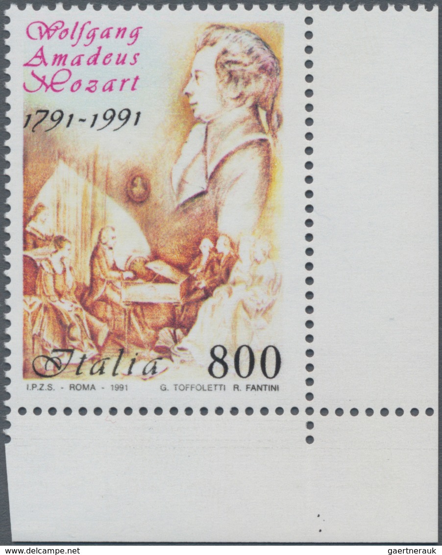 Italien: 1991, 800 L Mozart Multiple Colour With Evanescent Brown Colour, Mint Never Hinged, Cert. C - Mint/hinged