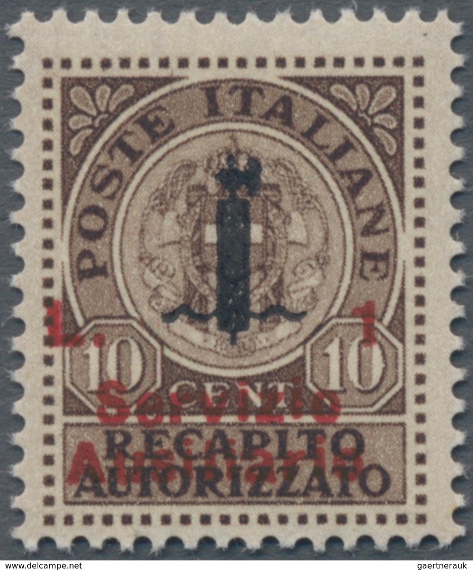 Italien - Gebührenmarken: Briefzustellung: 1945, 1 L Overprint In Red On 10 Cent. Brown, Mint Never - Revenue Stamps