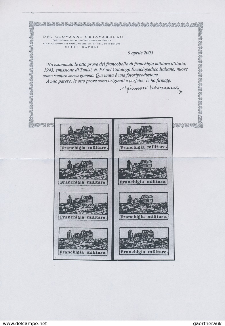 Italien - Militärpostmarken: Feldpost: 1943, Tunis Issue, Imperforate Proof Strip Of Four On Ungumme - Correo Militar (PM)