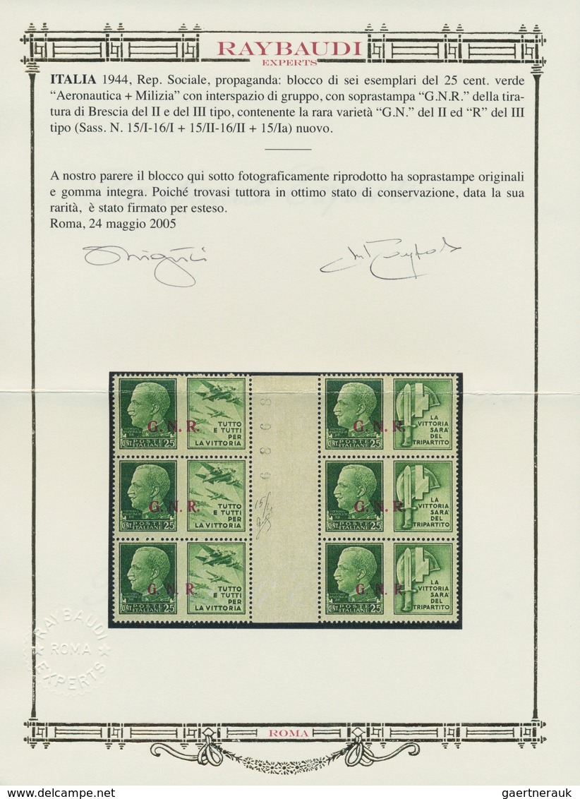 Italien - Militärpostmarken: Nationalgarde: 1944, G.N.R. Overprints On "propaganda Di Guerra", Bresc - Otros & Sin Clasificación