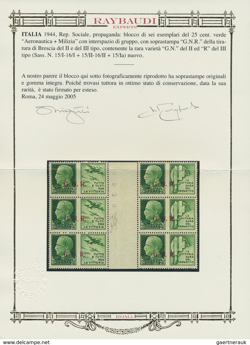 Italien - Militärpostmarken: Nationalgarde: 1944, G.N.R. Overprints On "propaganda Di Guerra", Bresc - Andere & Zonder Classificatie