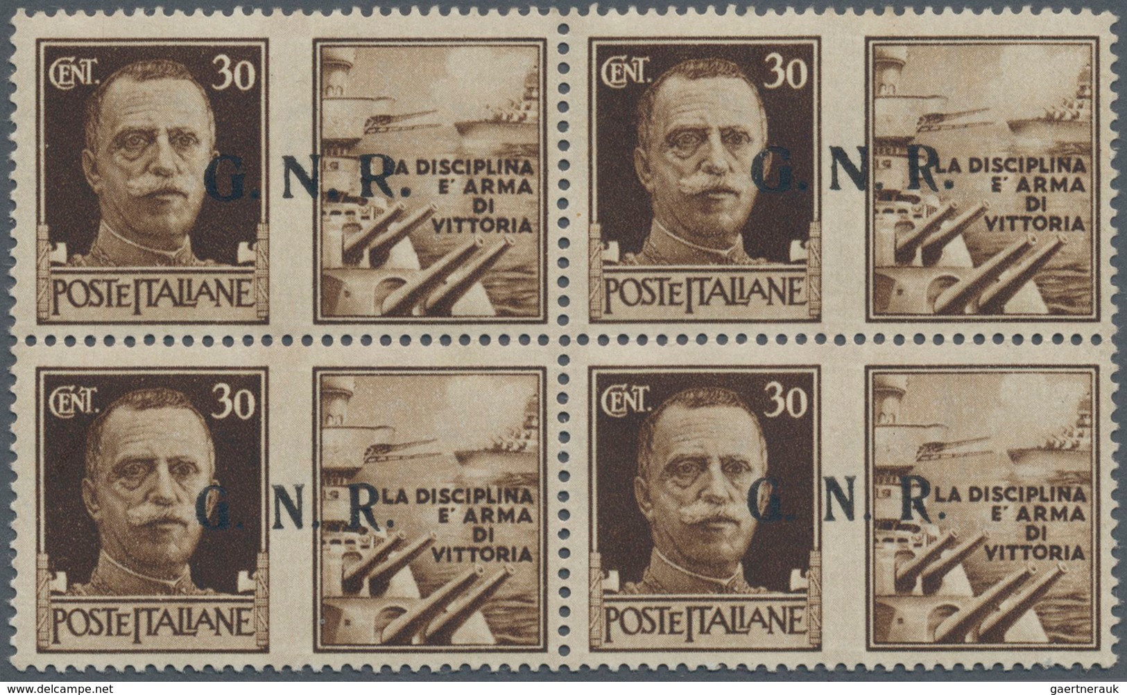 Italien - Militärpostmarken: Nationalgarde: 1943, 30 C Brown+propaganda Stamp With Overprint "G.N.R. - Andere & Zonder Classificatie