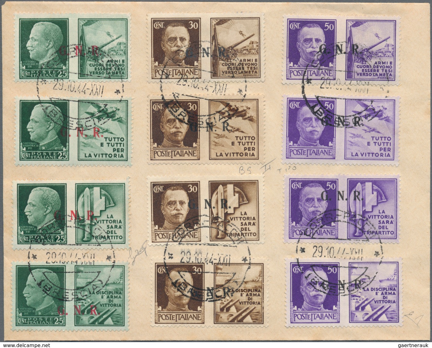 Italien - Militärpostmarken: Nationalgarde: 1944. Philatelic Letter, Franked With The Complete Set " - Andere & Zonder Classificatie