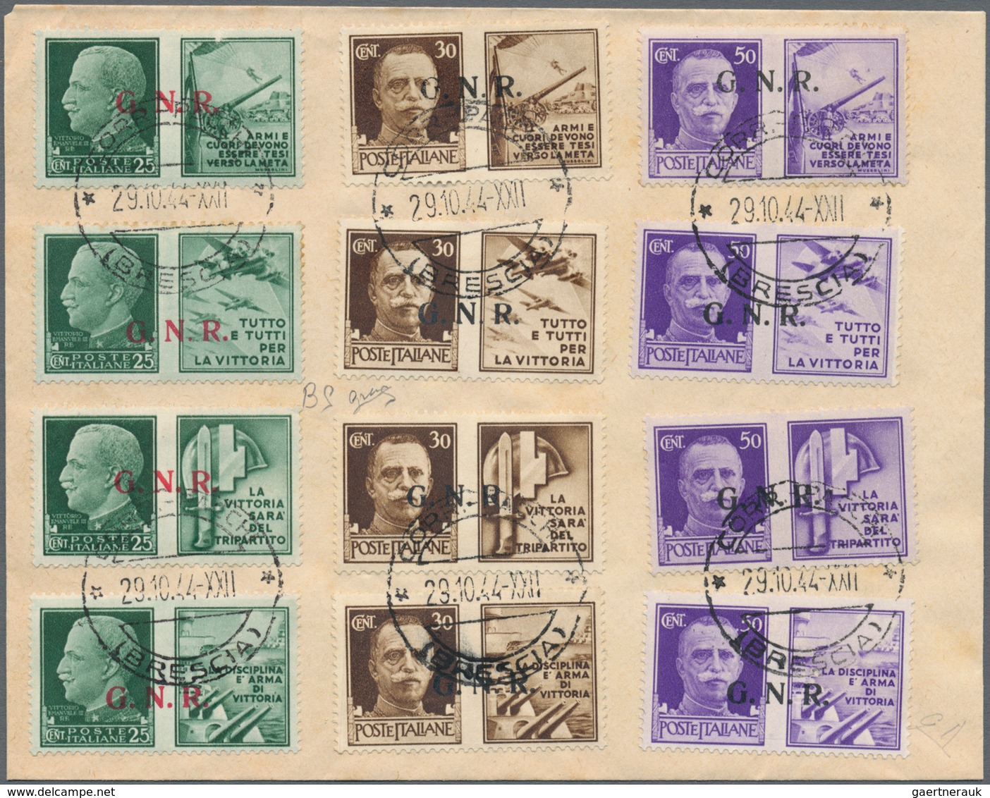 Italien - Militärpostmarken: Nationalgarde: 1944. Philatelic Letter, Franked With The Complete Set " - Otros & Sin Clasificación