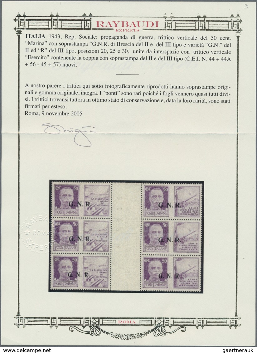 Italien - Militärpostmarken: Nationalgarde: 1943, 50 C Violet In Block Of Three Gutter Pairs Incl. S - Otros & Sin Clasificación