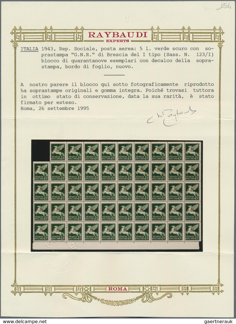 Italien - Militärpostmarken: Nationalgarde: 1943, Brescia Issue, Airmail Stamp 5l. Green, Bottom Mar - Andere & Zonder Classificatie