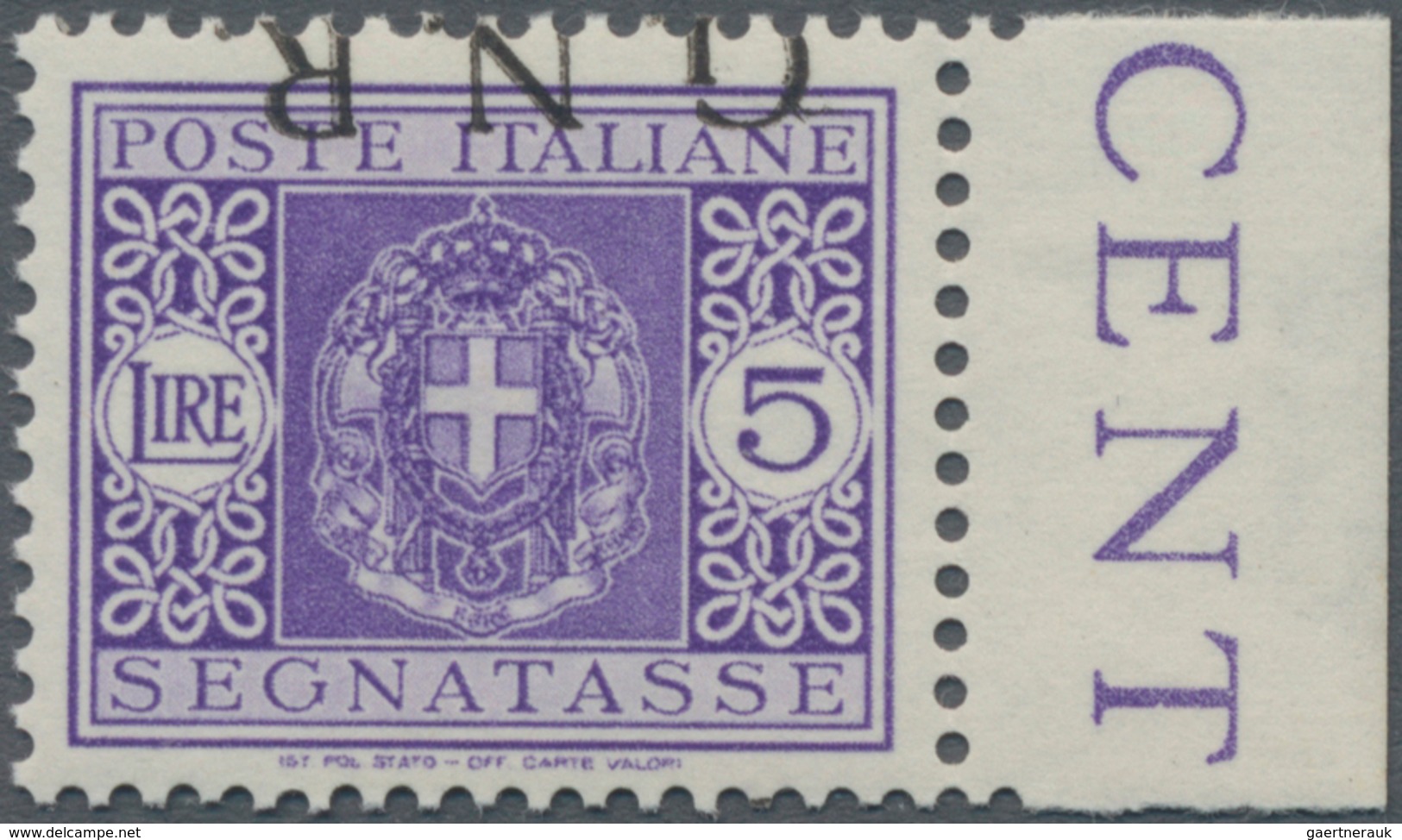 Italien - Militärpostmarken: Nationalgarde: 1943, 5 L Violet With Inverted Overprint "G.N.R." Was A - Other & Unclassified