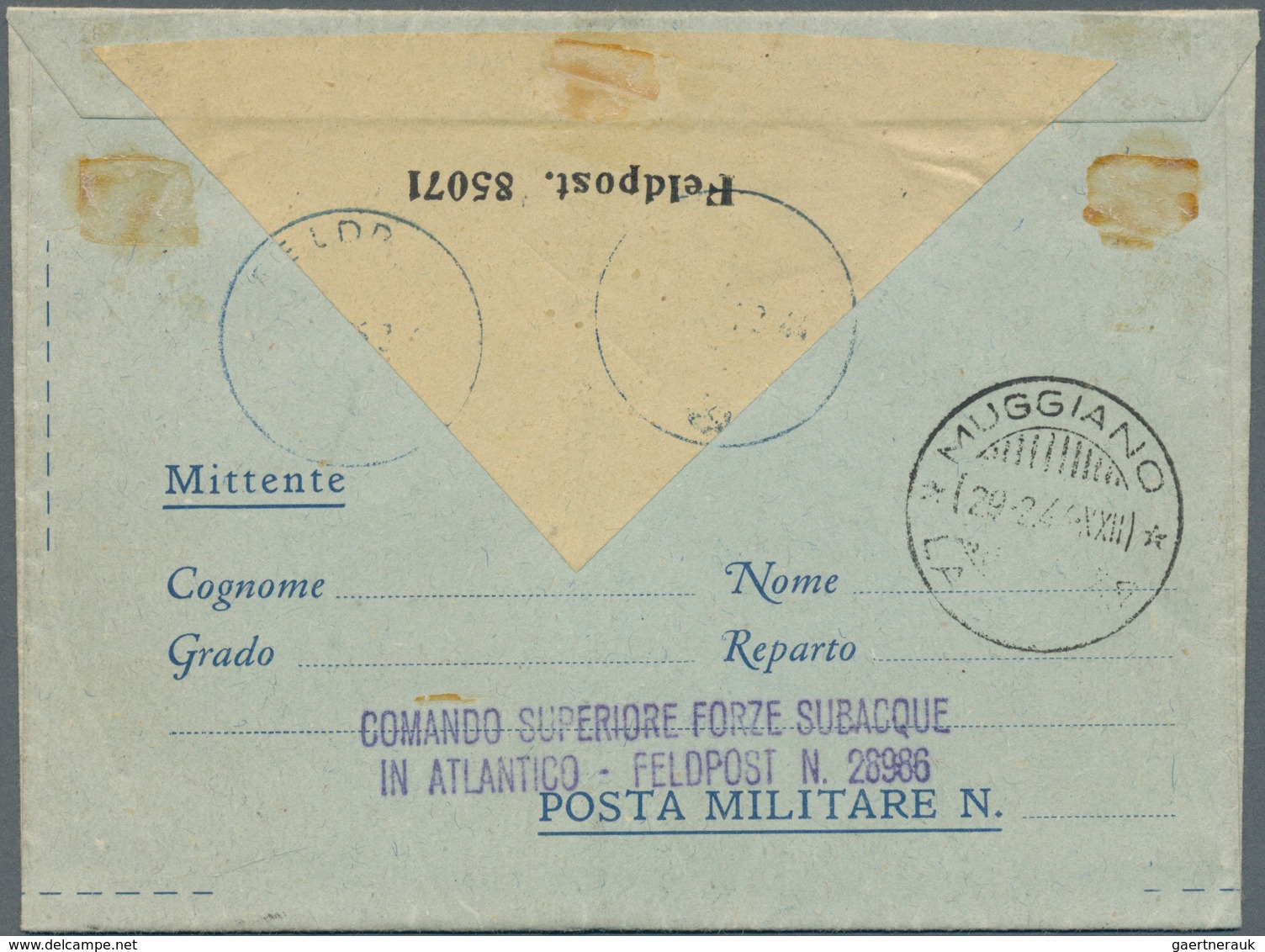 Italien - Militärpostmarken: Atlantikküste: 1943, 6 Werte 10 C. Bis 50 C. "Base Atlantica" Als Kompl - Otros & Sin Clasificación