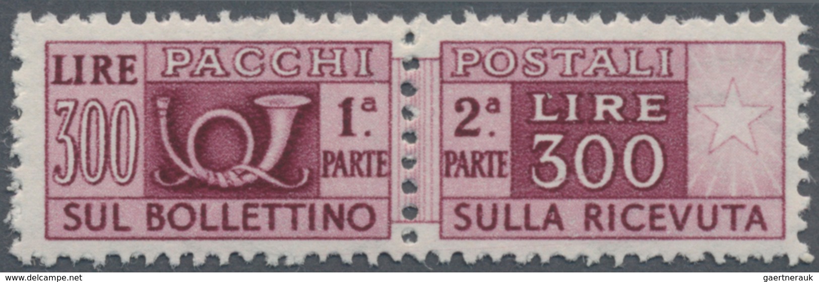 Italien - Paketmarken: 1948, 300 L Brownish Purple Mint Never Hinged (Sass. 1.500.-) ÷ Gomma Origina - Postal Parcels