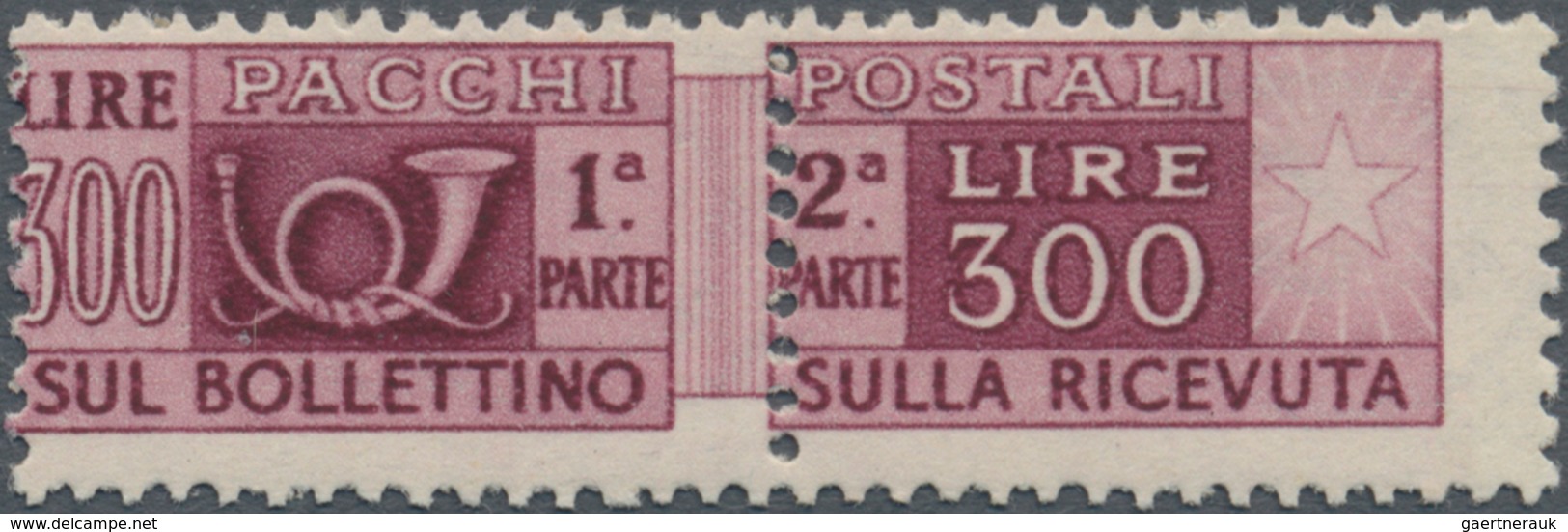 Italien - Paketmarken: 1948. Parcel Stamps. 300 L Dark Violet, Mint Never Hinged, Slightly Misperfor - Postpaketten