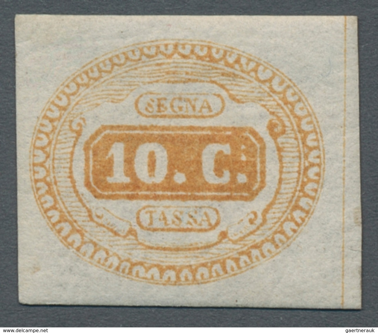 Italien - Portomarken: 1863, "10 C. Orange", In Typical Color With Overall Full Margins, With Large - Postage Due