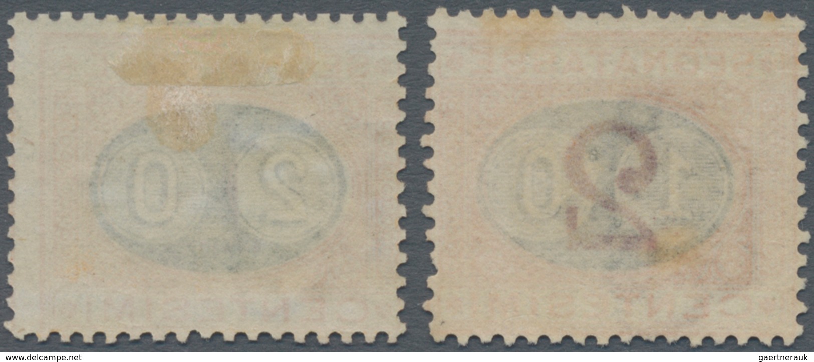 Italien - Portomarken: 1890/1891, Postage Due Provisionals 10c. On 2c. And 20c. On 1c. Orange/carmin - Strafport