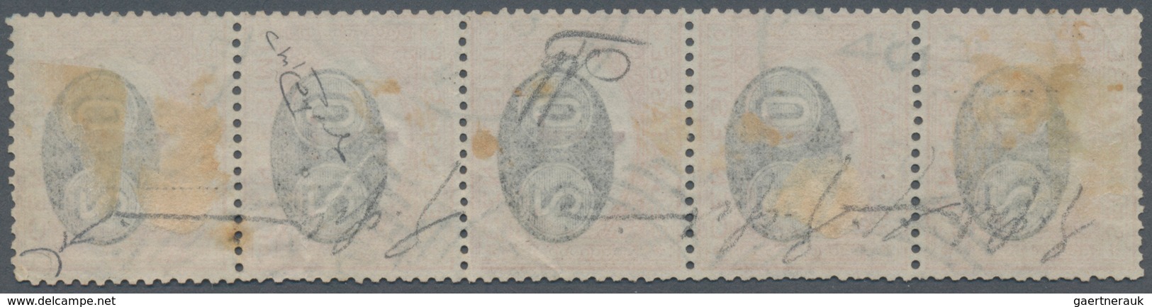 Italien - Portomarken: 1890, 20 Cent. On 1 Cent Orange/carmine Stripe Of Five Stamped, All Items In - Strafport
