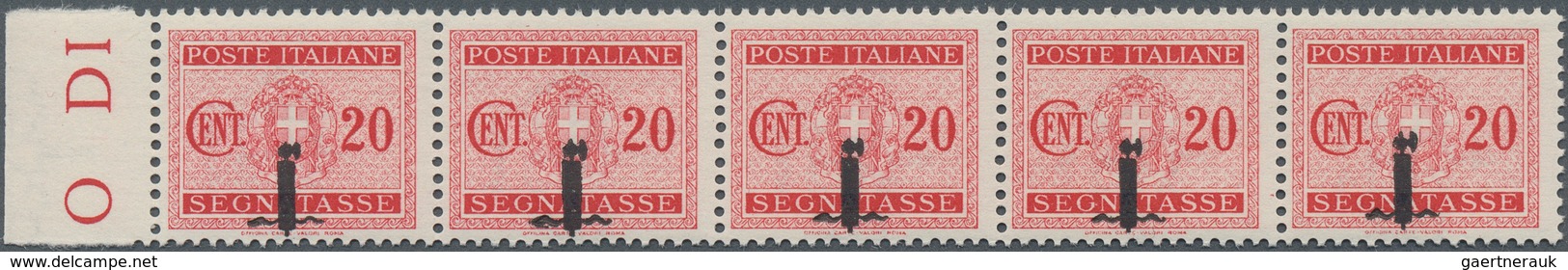 Italien - Portomarken: 1944, Postage Due 20c. Carmine With MISPLACED OVERPRINT Of Fasces To Bottom I - Postage Due