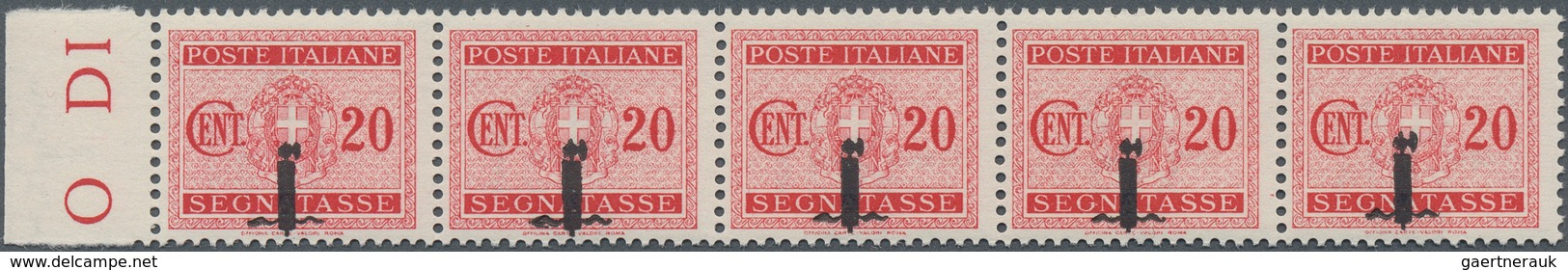 Italien - Portomarken: 1944, Postage Due 20c. Carmine With MISPLACED OVERPRINT Of Fasces To Bottom I - Strafport