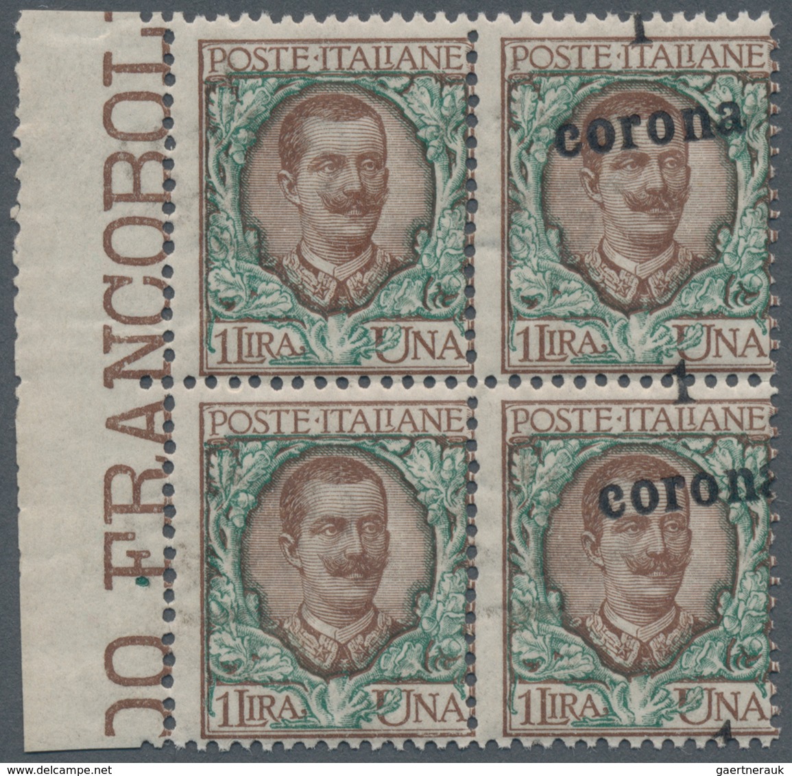 Italienische Besetzung 1918/23 - Gemeinschaftsausgabe: 1919, 1 Corona On 1l. Brown/green, Right Marg - Trento & Trieste