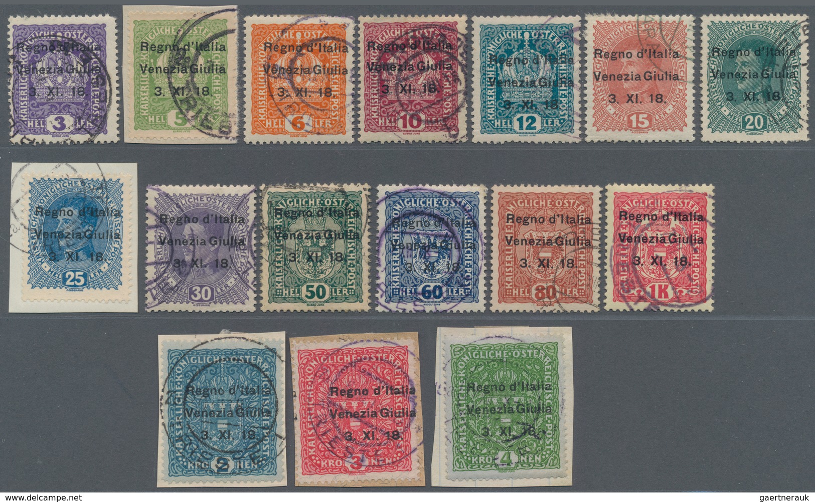 Italienische Besetzung 1918/23 - Julisch-Venetien: 1918. Austrian Definitives Overprinted "Regno D'I - Venezia Giulia