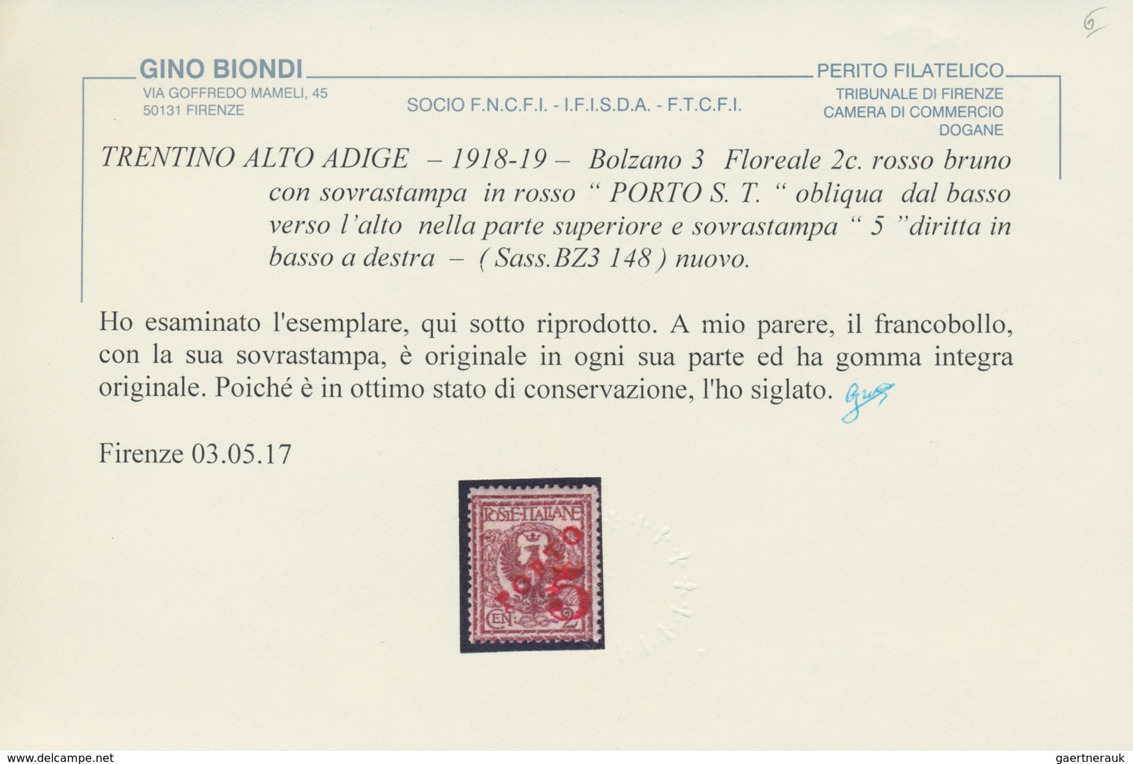 Italienische Besetzung 1918/23 - Trentino: 1918/19: Postage Due Provisionals. Bozen/Bolzano 3. 2c Re - Trento