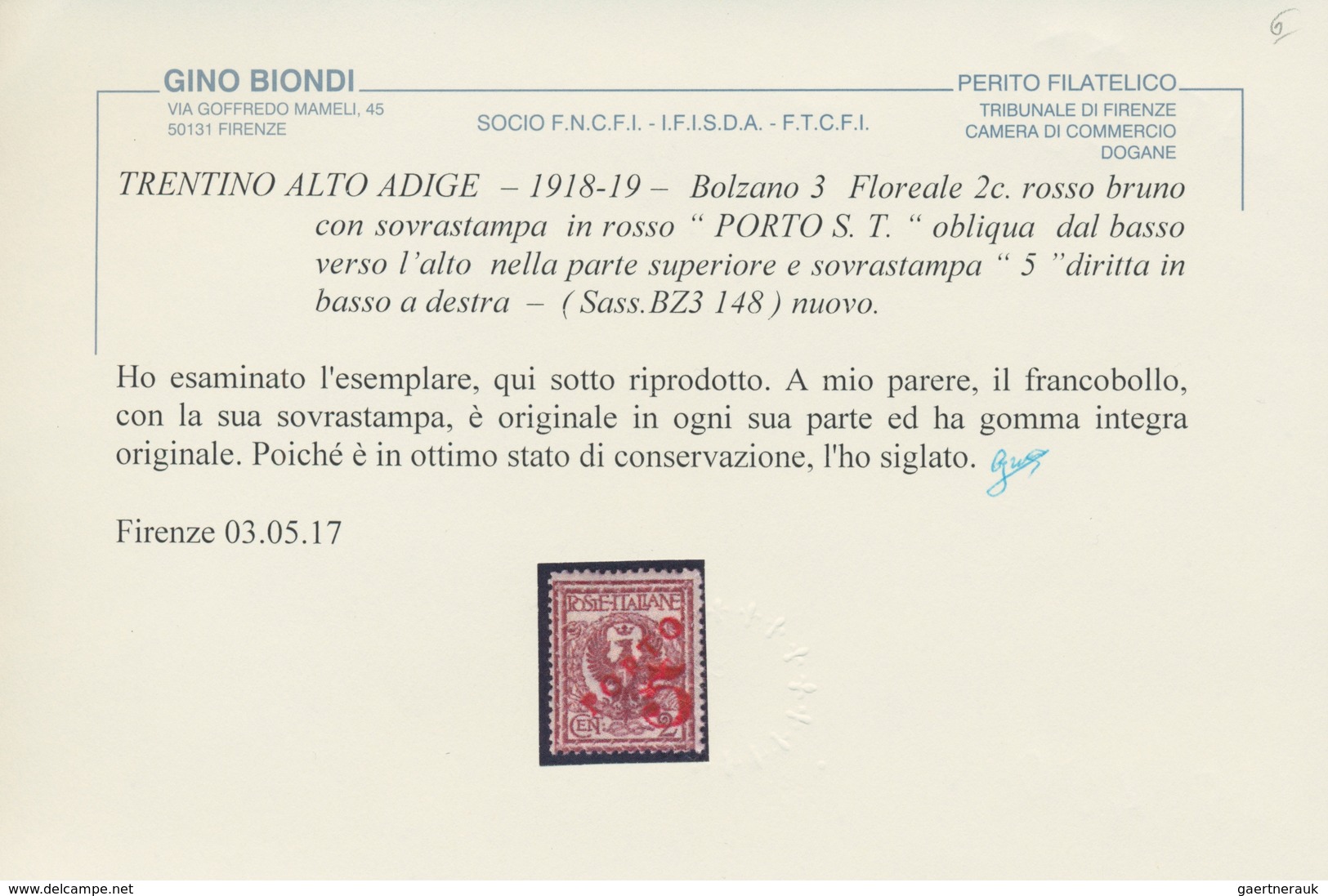 Italienische Besetzung 1918/23 - Trentino: 1918/19: Postage Due Provisionals. Bozen/Bolzano 3. 2c Re - Trente