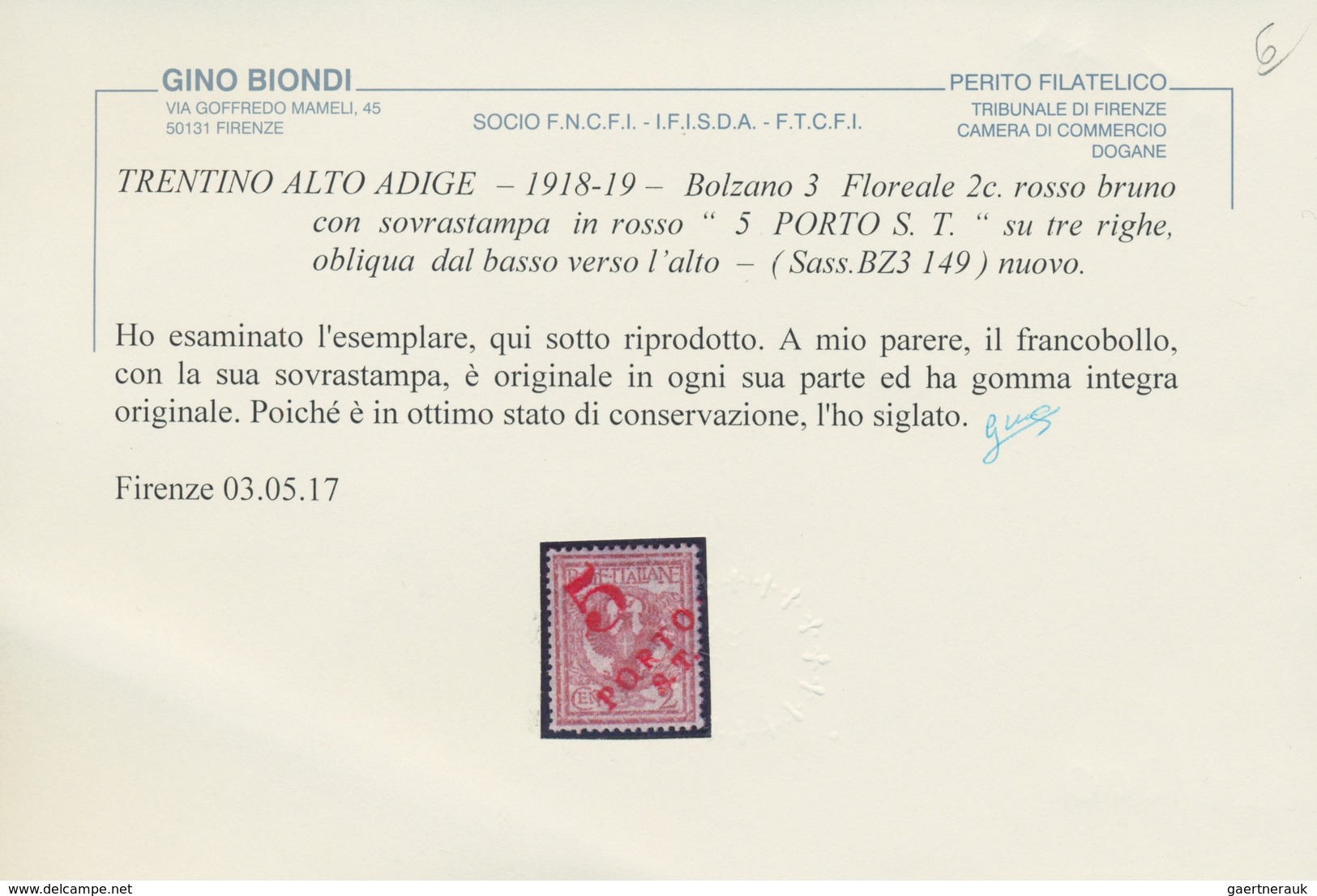 Italienische Besetzung 1918/23 - Trentino: 1918/19: Postage Due Provisionals. Bozen/Bolzano 3. 2c Re - Trento