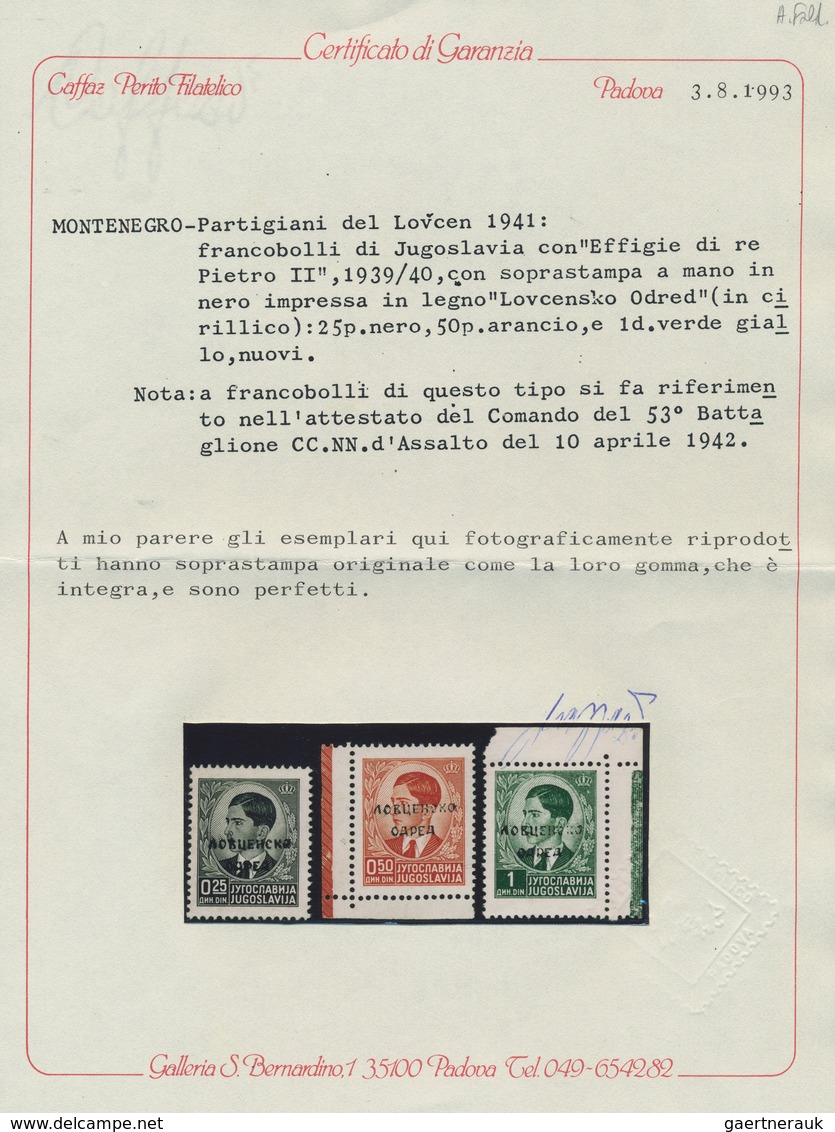 Italienische Besetzung 1941/43 - Montenegro: 1941. LOVCEN PARTISANS.0,25 Din Black, 0,50 Din Orange - Montenegro
