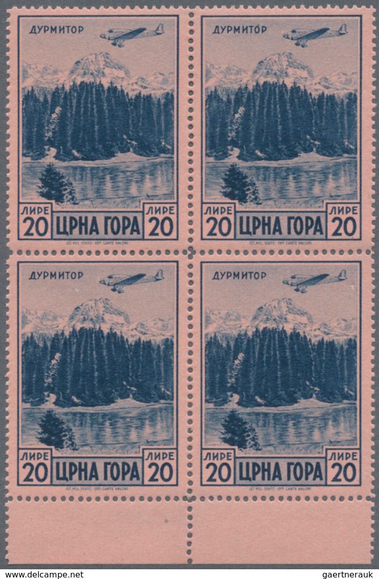 Italienische Besetzung 1941/43 - Montenegro: 1943, Definitives/Airmails, Two Sets In Marginal Blocks - Montenegro