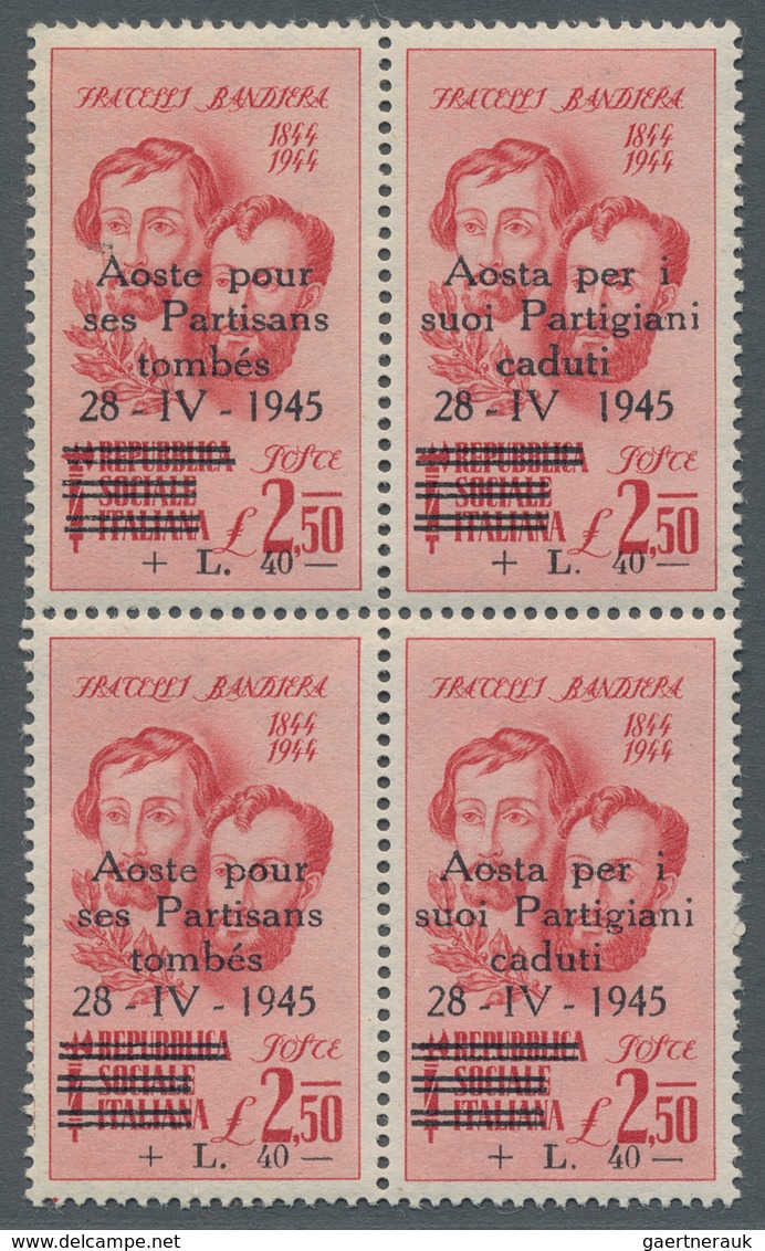 Italien - Lokalausgaben 1944/45 - Aosta: 1945, "25 C. To 2,50 L. With Propaganda Overprint In French - Lokale/autonome Uitgaven