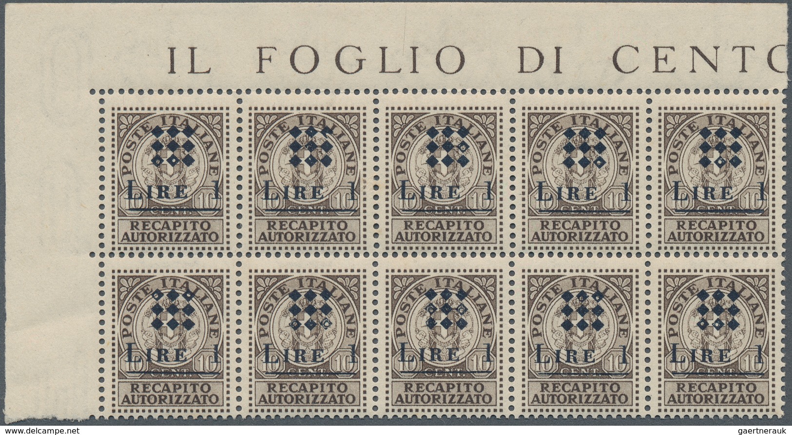 Italien - Lokalausgaben 1944/45 - Guidizzolo: 1945, GUIDIZZOLO: Revenue Issue For Letter Delivery 10 - Local And Autonomous Issues