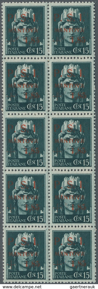 Italien - Lokalausgaben 1944/45 - Mantova: 1945, Allegory ‚Italia‘ 15c. Dark Green With Red DOUBLE O - Other & Unclassified