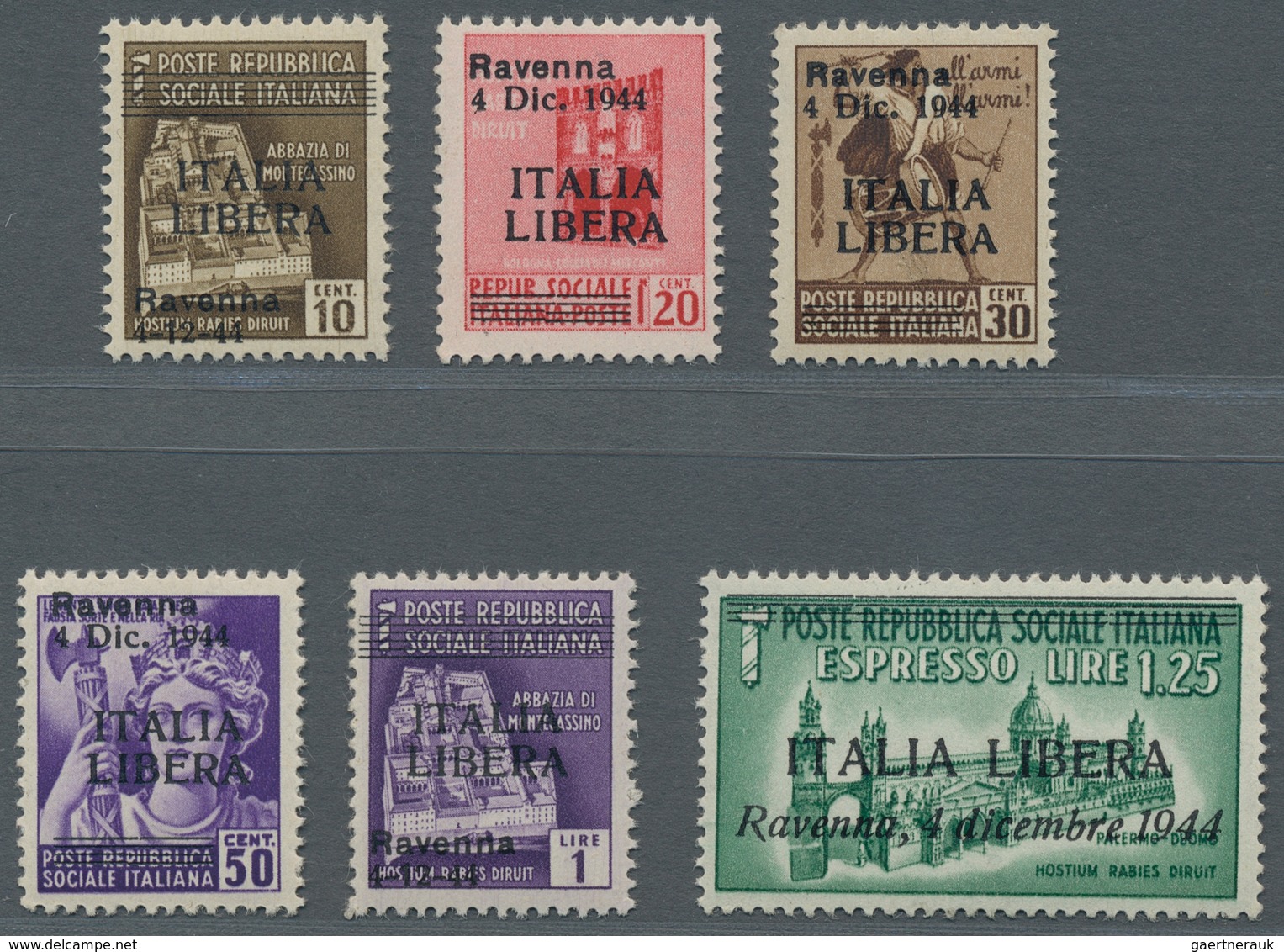 Italien - Lokalausgaben 1944/45 - Ravenna: 1944-45, "10 C. Bis 1,25 L. Lokalaufdruck", Tadellos Post - Centraal Comité Van Het Nationaal Verzet (CLN)