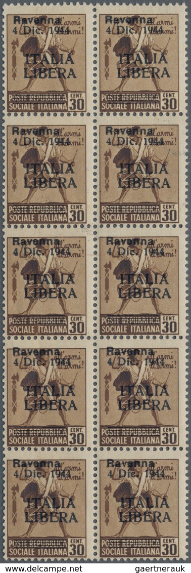 Italien - Lokalausgaben 1944/45 - Ravenna: 1944, 30 C Brown, Ovp "Ravenna 4 Dic. 1944 - ITALIA LIBER - Centraal Comité Van Het Nationaal Verzet (CLN)