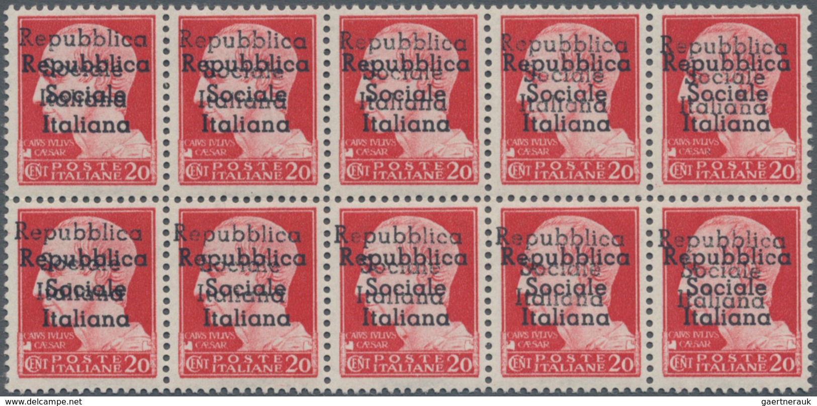 Italien - Lokalausgaben 1944/45 - Teramo: 1944, Teramo Local Overprint, 20 Cent Carmine "Imperiale", - Local And Autonomous Issues