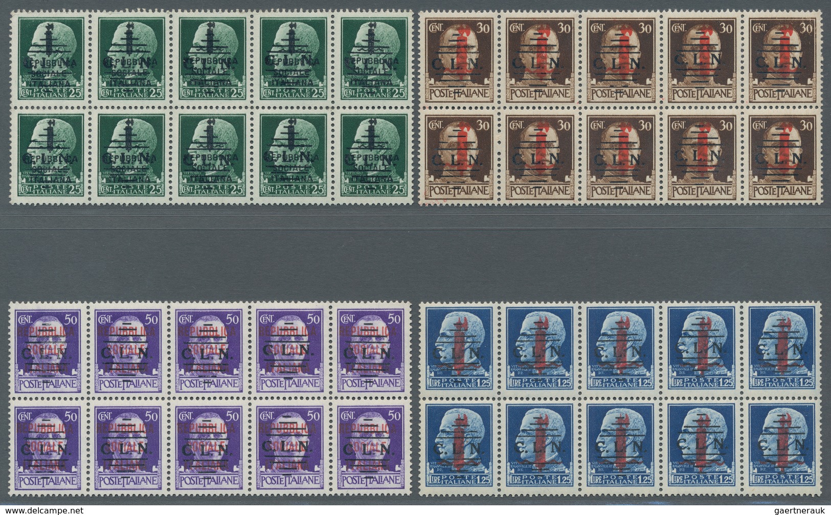 Italien - Lokalausgaben 1944/45 - Torino: 1944, "25 C. To 1.25 L. C.L.N.", MNH Set Uniformly As Mini - National Liberation Committee (CLN)