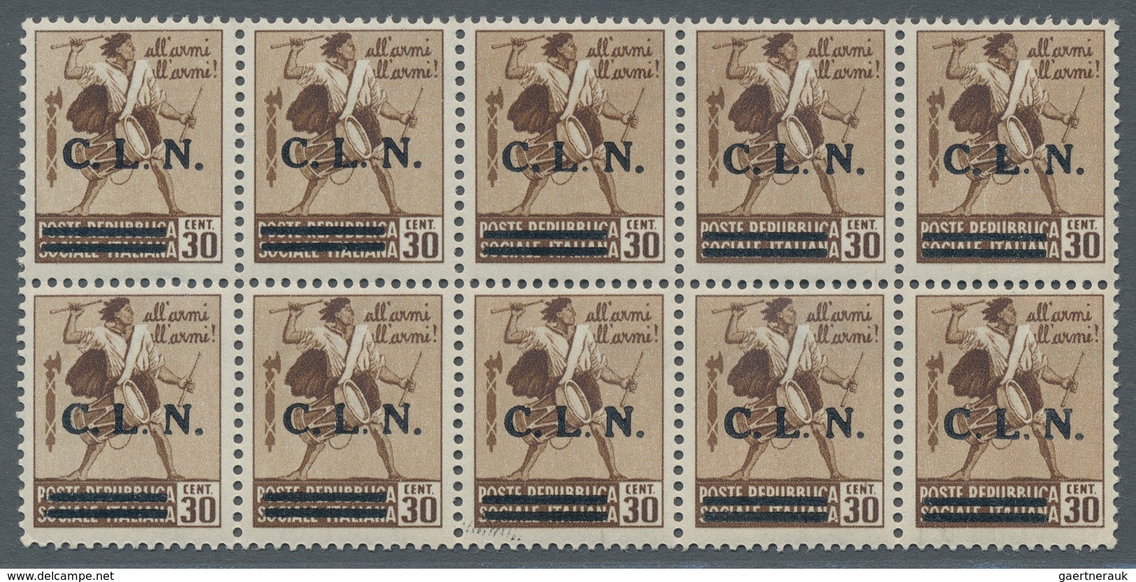 Italien - Lokalausgaben 1944/45 - Torino: 1944, "20 To 75 C. C.L.N.-imprint", MNH New Set Each As Mi - Centraal Comité Van Het Nationaal Verzet (CLN)