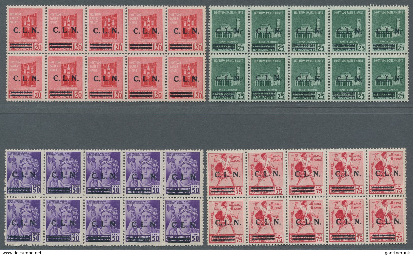 Italien - Lokalausgaben 1944/45 - Torino: 1944, "20 To 75 C. C.L.N.-imprint", MNH New Set Each As Mi - Comite De Liberación Nacional (CLN)