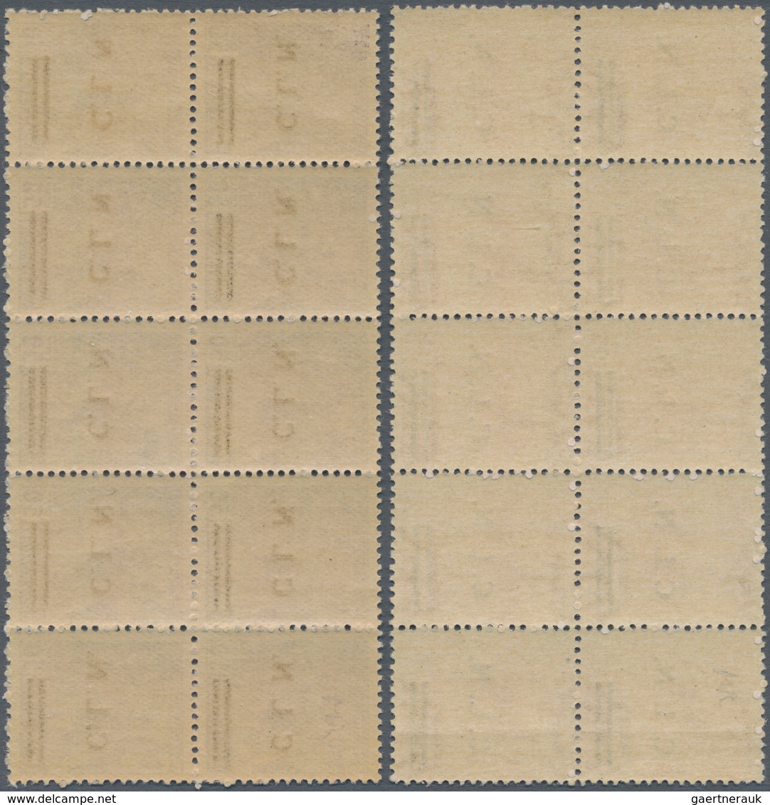 Italien - Lokalausgaben 1944/45 - Torino: 1944, 20 C To 75 C Overprint Stamps In Blocks Of Ten (30 C - National Liberation Committee (CLN)