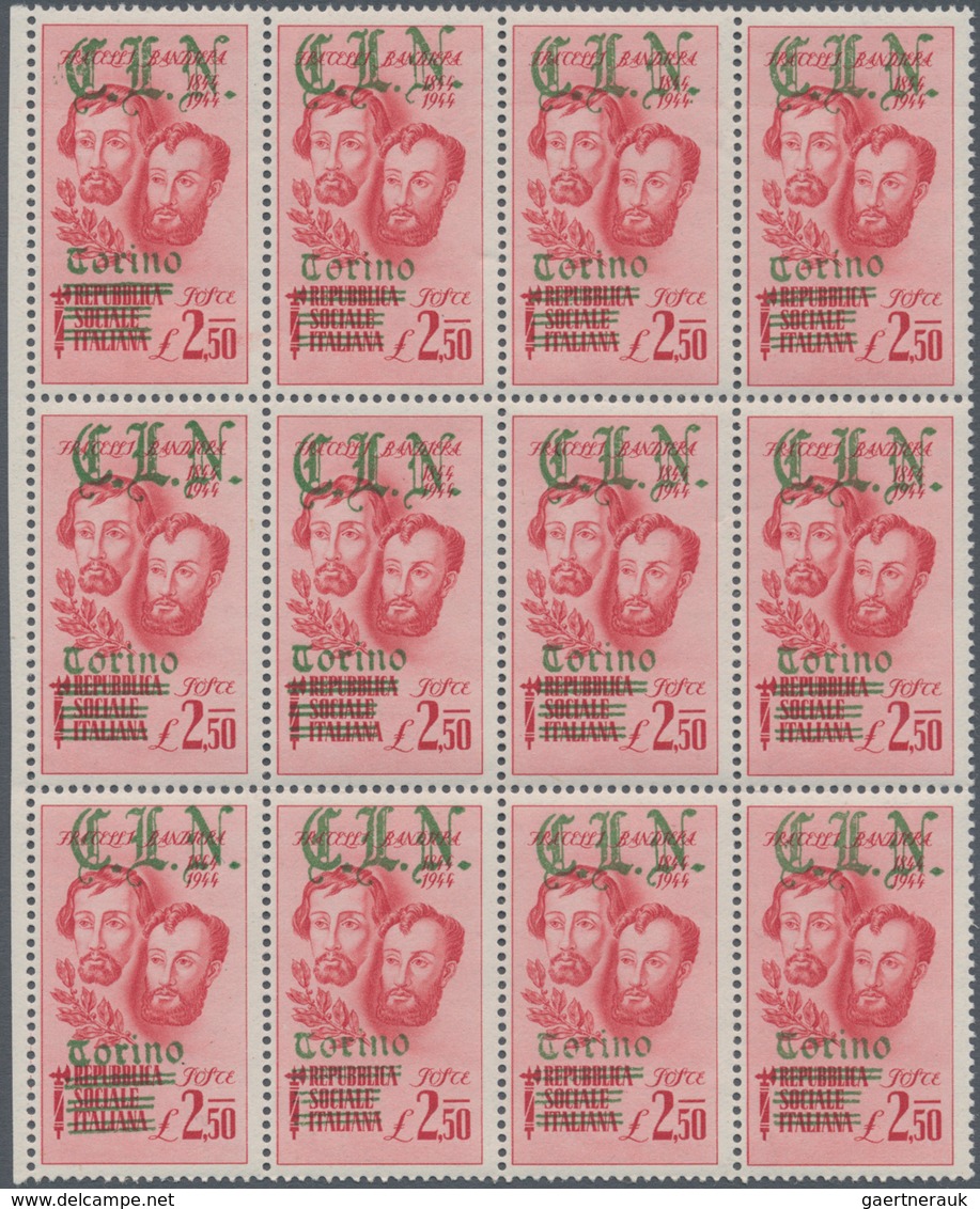 Italien - Lokalausgaben 1944/45 - Torino: 1945, "Fratelli Bandiera" Series With Overprints "CLN" In - Comite De Liberación Nacional (CLN)