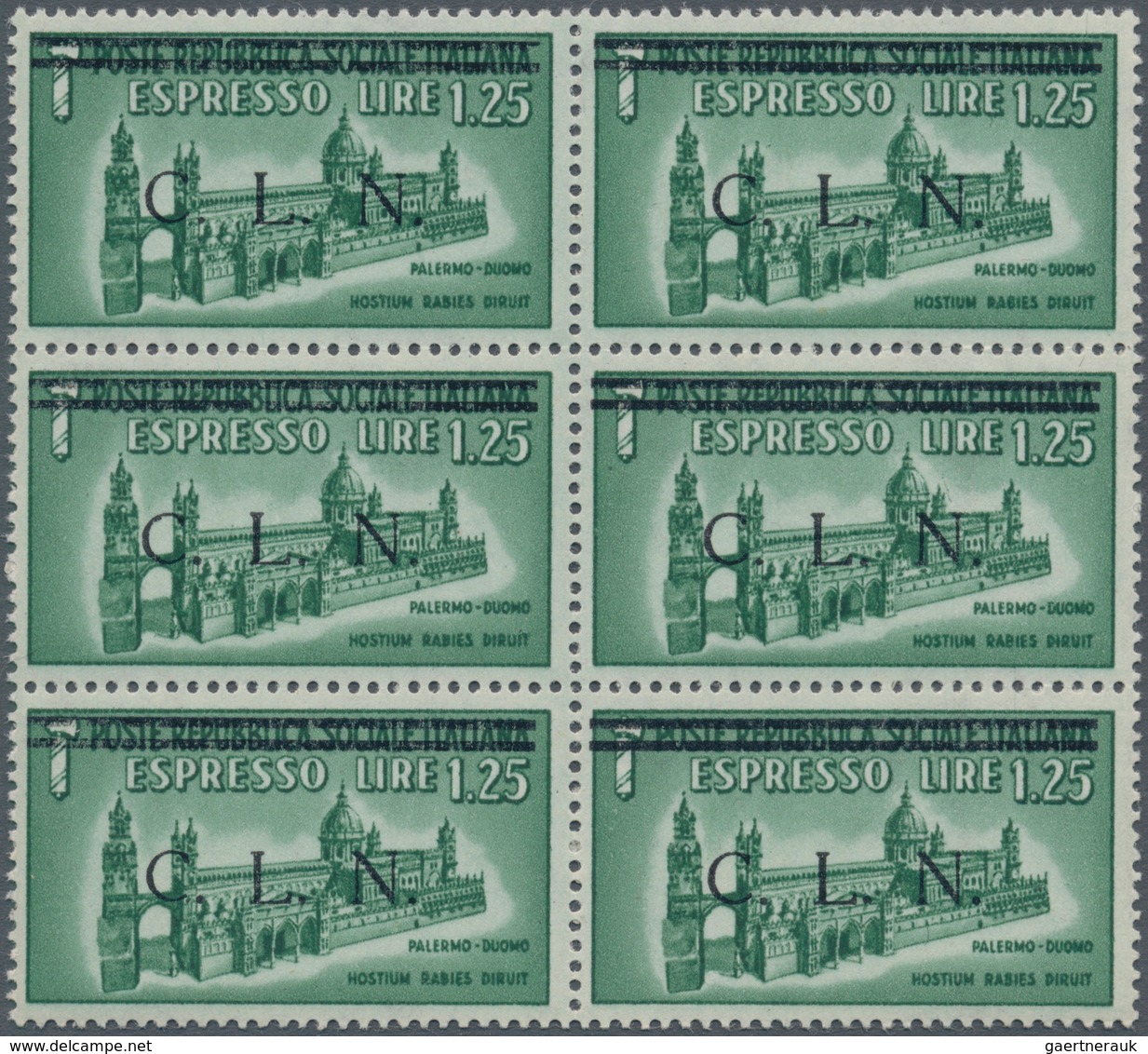 Italien - Lokalausgaben 1944/45 - Torino: 1944, C.L.N. TORINO Local Issue, 1,25 Lire Green, Express - National Liberation Committee (CLN)