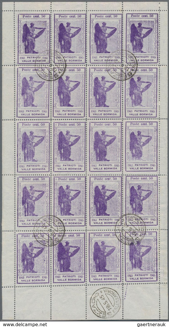 Italien - Lokalausgaben 1944/45 - Valle Bormida: 1945, 50 Cent. Violet Original Sheet Of 20 Items (2 - National Liberation Committee (CLN)