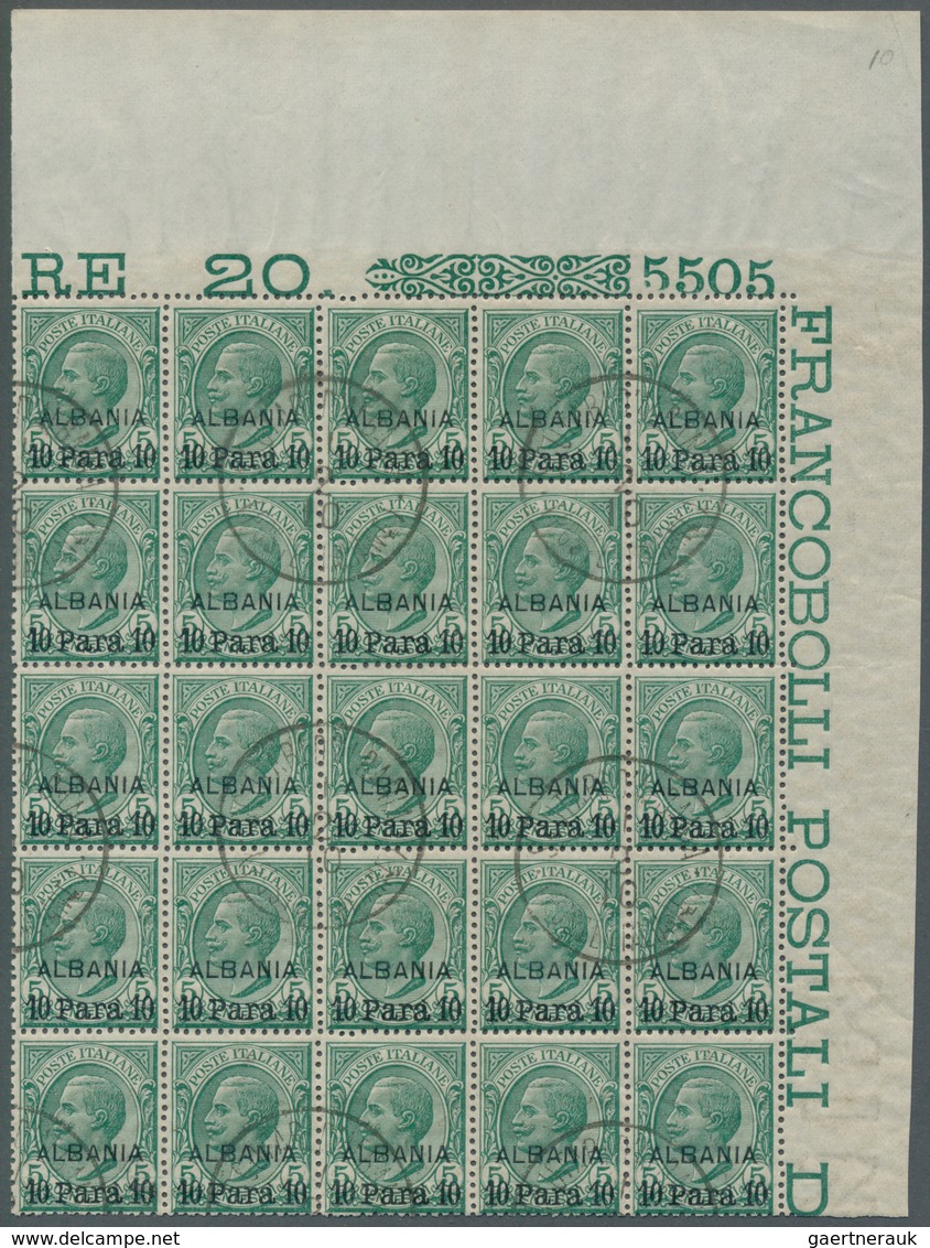 Italienische Post In Albanien: 1907, Victor Emanuel III. 5c. Green With Opt. ‚ALBANIA / 10 Para 10‘ - Albanie