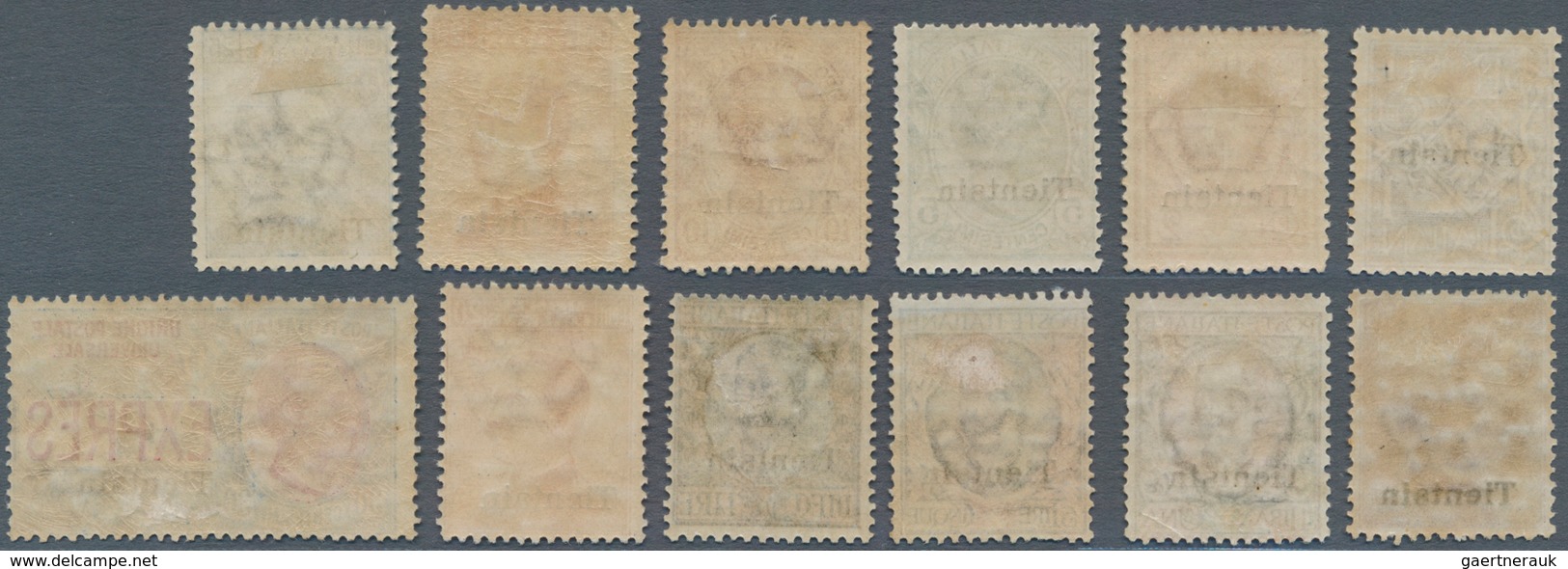 Italienische Post In China: 1917/1918, "Tientsin" Overprints, 1c. To 10l. And 30c. Express Stamp, Se - Tientsin
