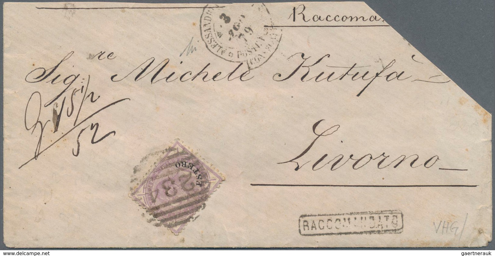 Italienische Post In Der Levante: 1874, 60 Cent. Lilac Single Franking On Letter To Livorno, Tied By - General Issues