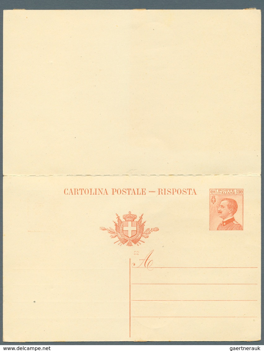 Italien - Ganzsachen: 1924, King Emanuel III. 30 C. Postal Stationery Double Card With Print Error: - Stamped Stationery
